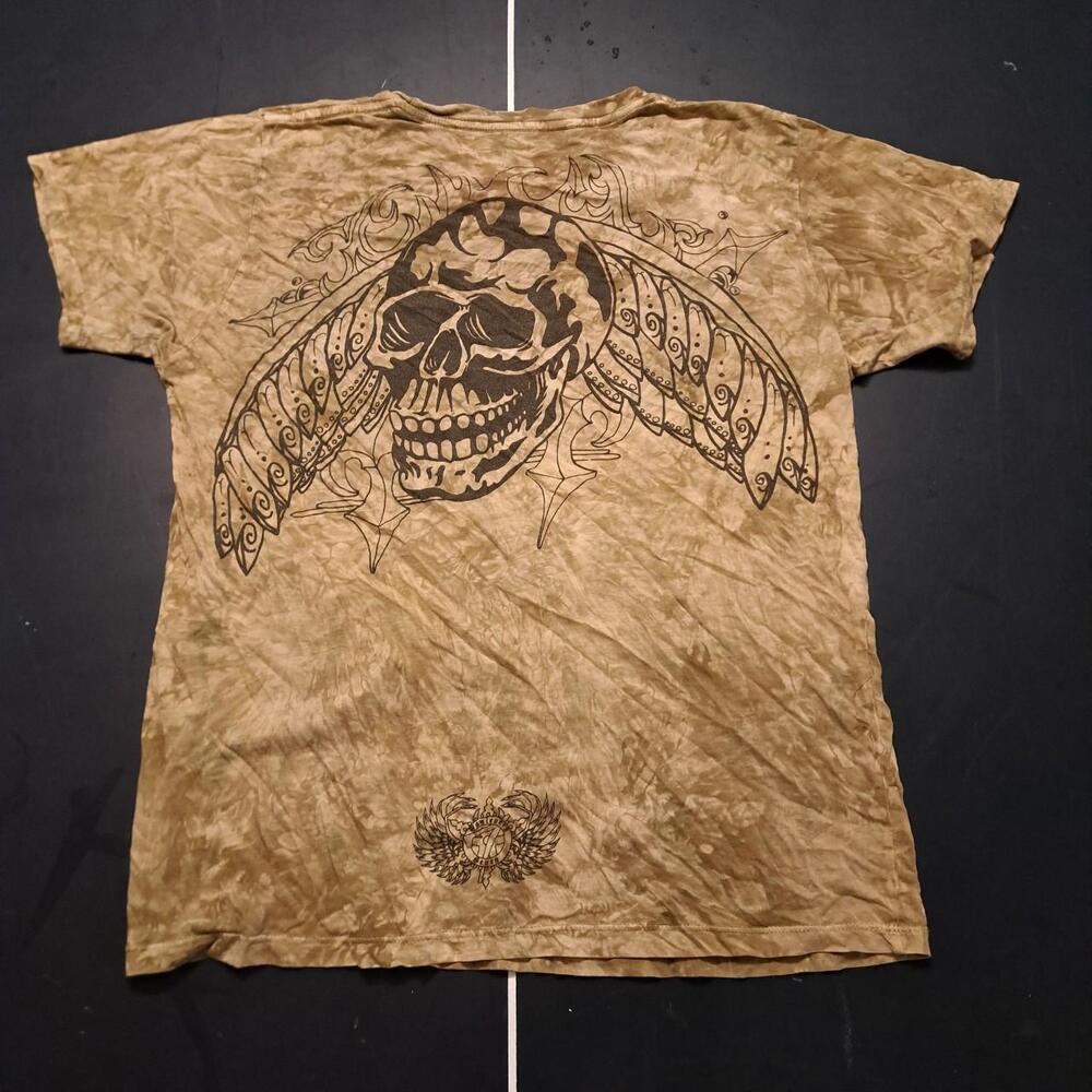 7 For All Mankind Men's Brown and Tan T-shirt
